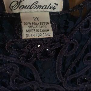 Navy blue dressy pants and top with optional belt